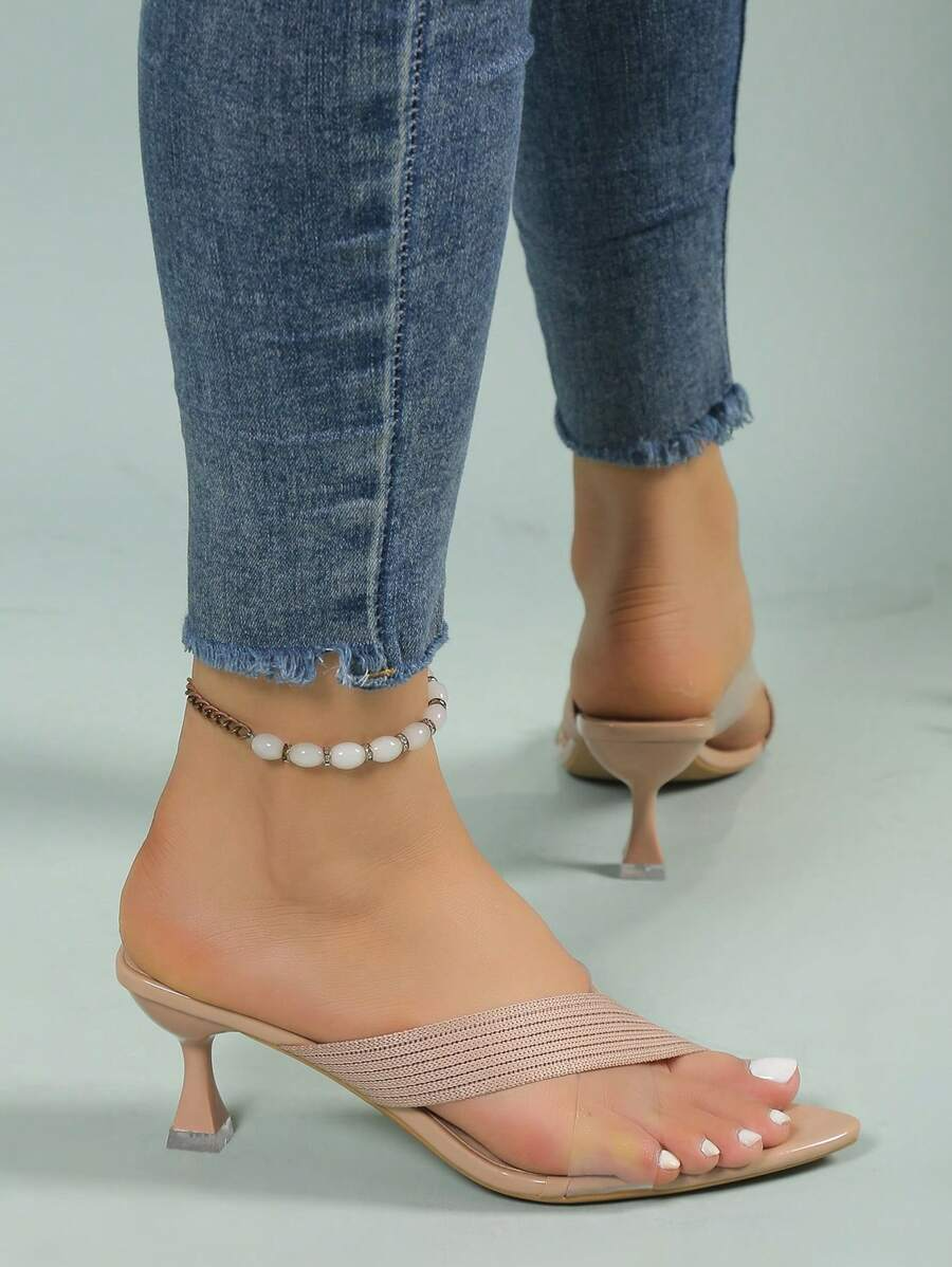 Luna - Tacones de Tira Elástica con Detalle Transparente