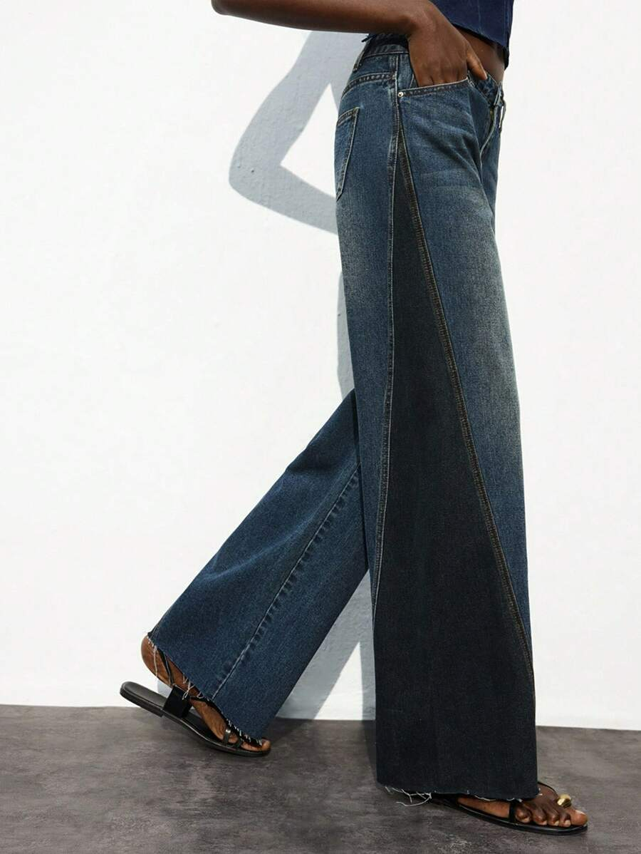 Valeria – Pantalón Denim Wide Contrast
