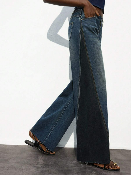 Valeria – Pantalón Denim Wide Contrast
