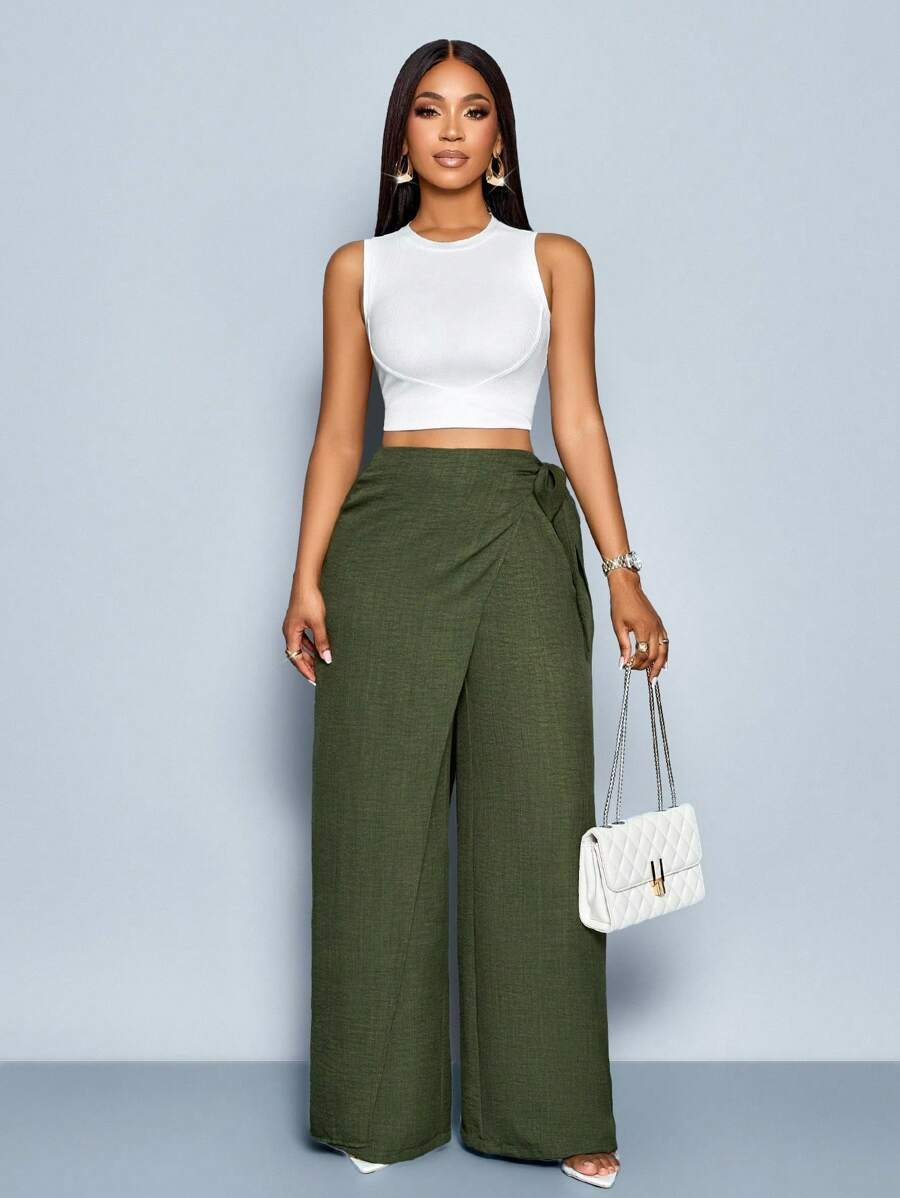 Nadia - Pantalón Palazzo Cruzado con Lazo lateral