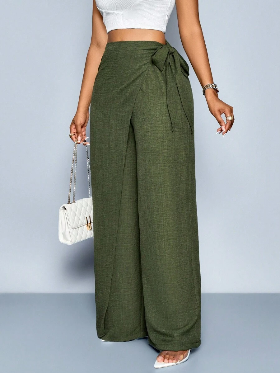 Nadia - Pantalón Palazzo Cruzado con Lazo lateral