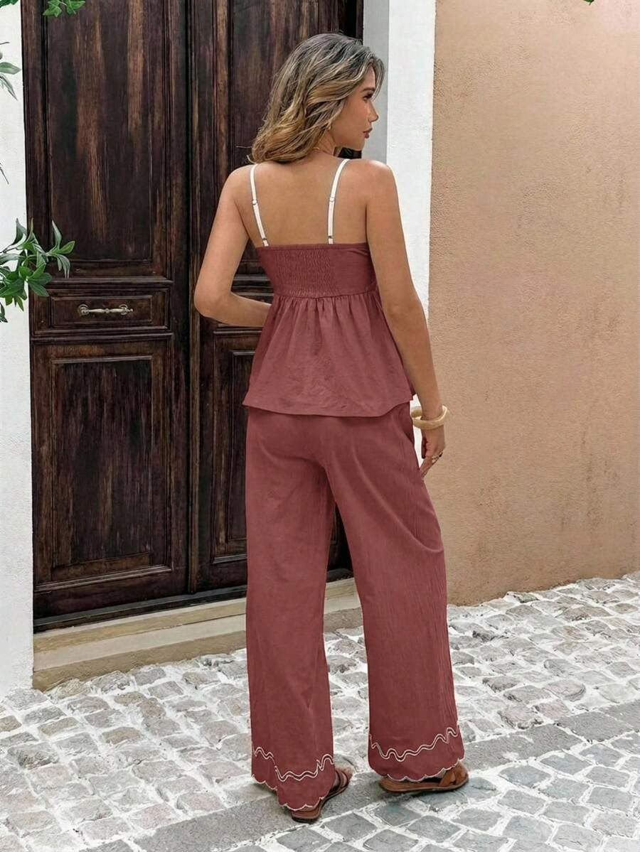 Alba - Conjunto Boho Bordado con Tirantes Finos