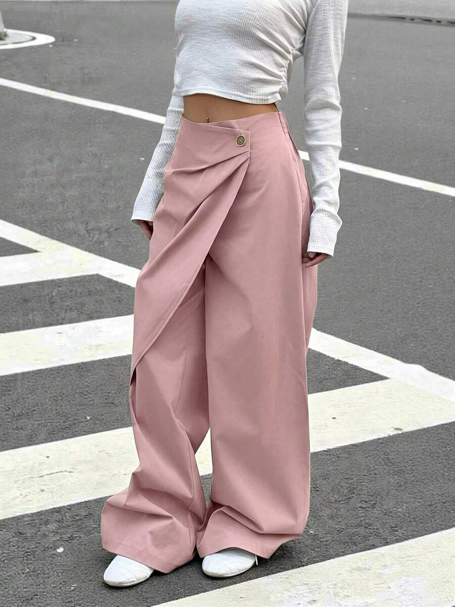 Isabela - Pantalón Wide Leg Cruzado con Botón