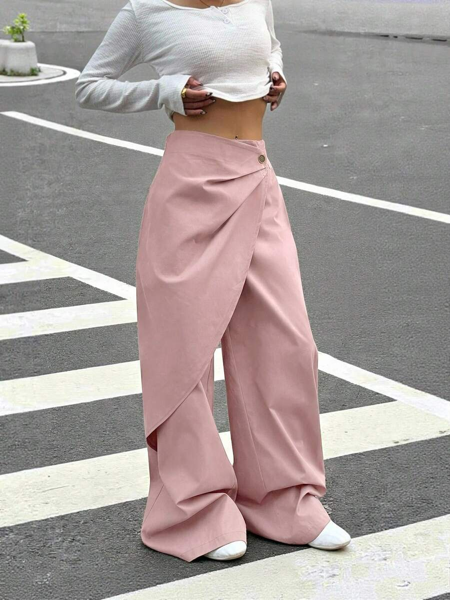 Isabela - Pantalón Wide Leg Cruzado con Botón