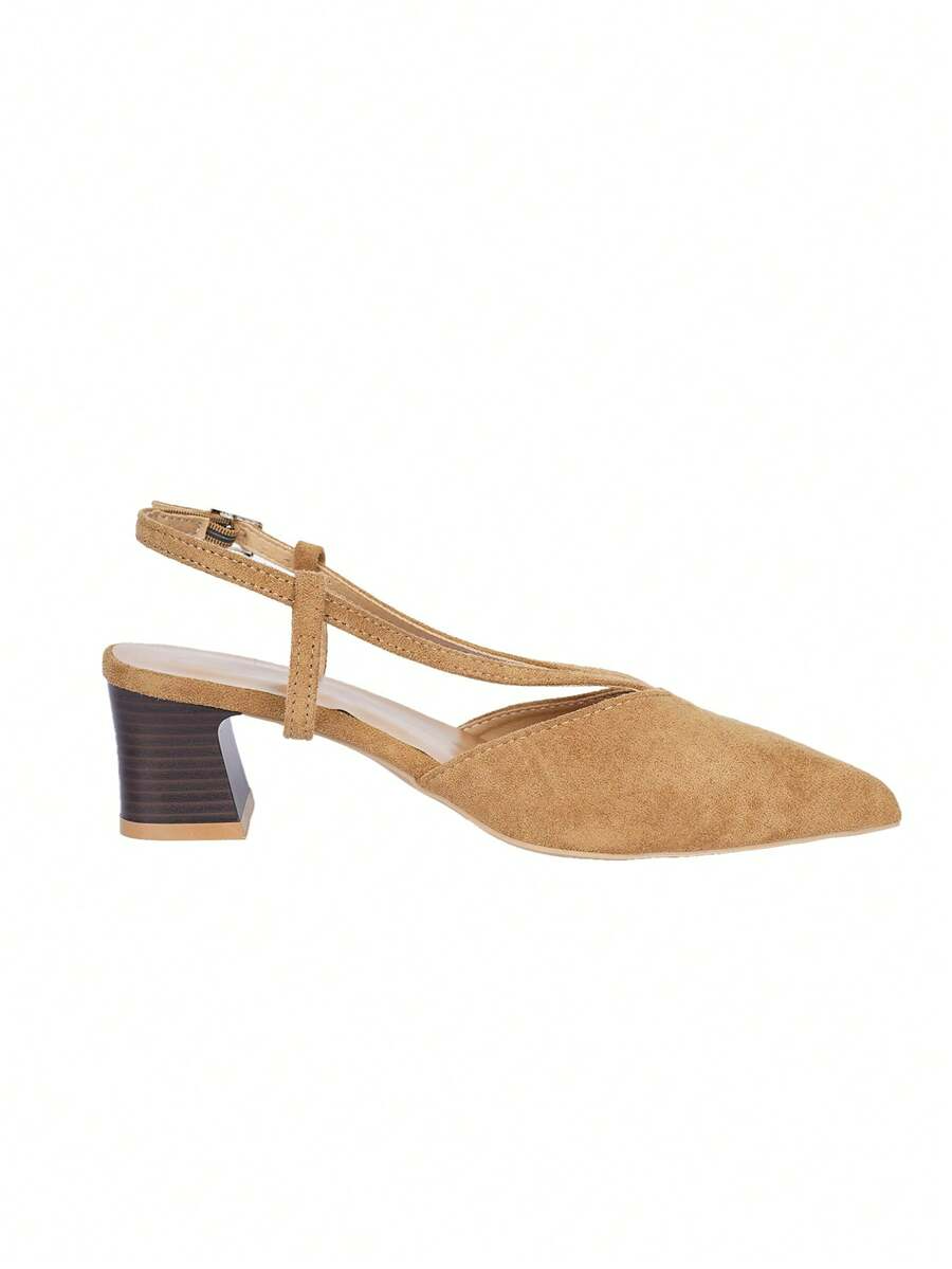 Nerea - Slingback de Tacón Bloque en Ante con Corte en V
