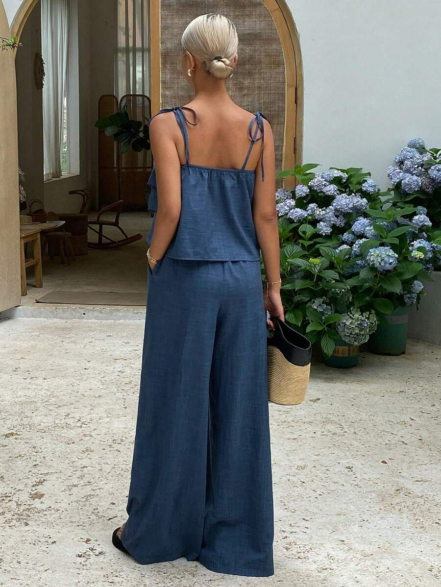 Brisa - Conjunto Fluido Denim Ligero con Volantes