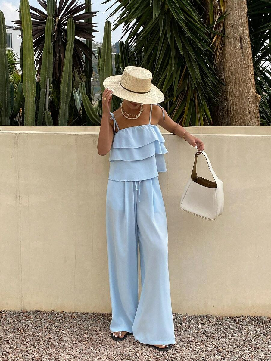 Brisa - Conjunto Fluido Denim Ligero con Volantes