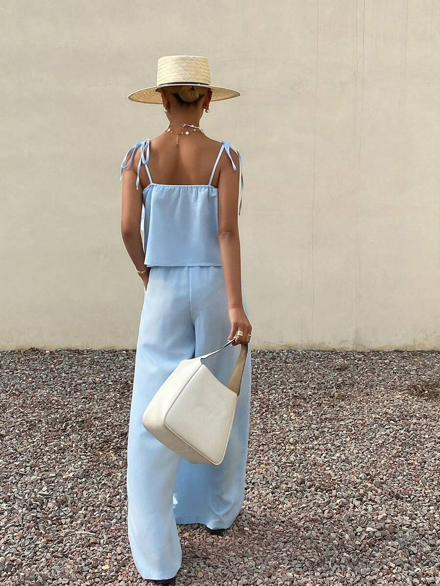 Brisa - Conjunto Fluido Denim Ligero con Volantes