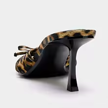 Fiera - Mule de Tacón Fino con Lazada y Estampado Leopardo