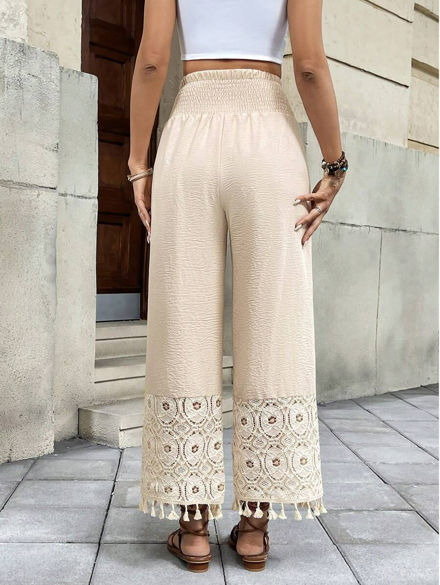 Valeria - Pantalón Fluido Crochet Bohemio