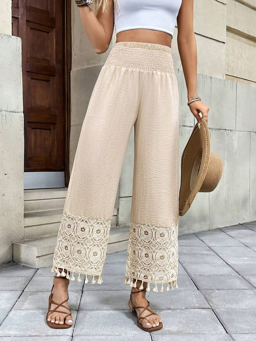 Valeria - Pantalón Fluido Crochet Bohemio