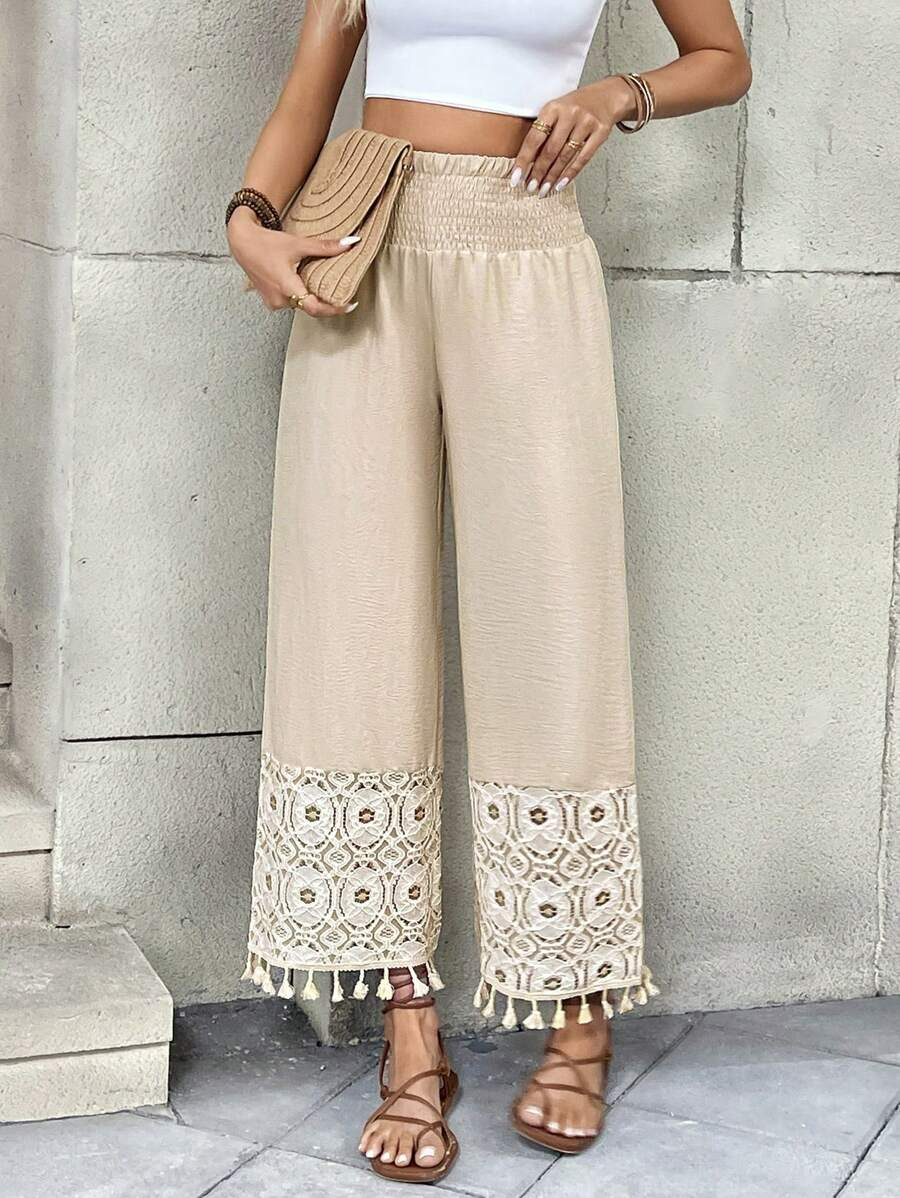 Valeria - Pantalón Fluido Crochet Bohemio