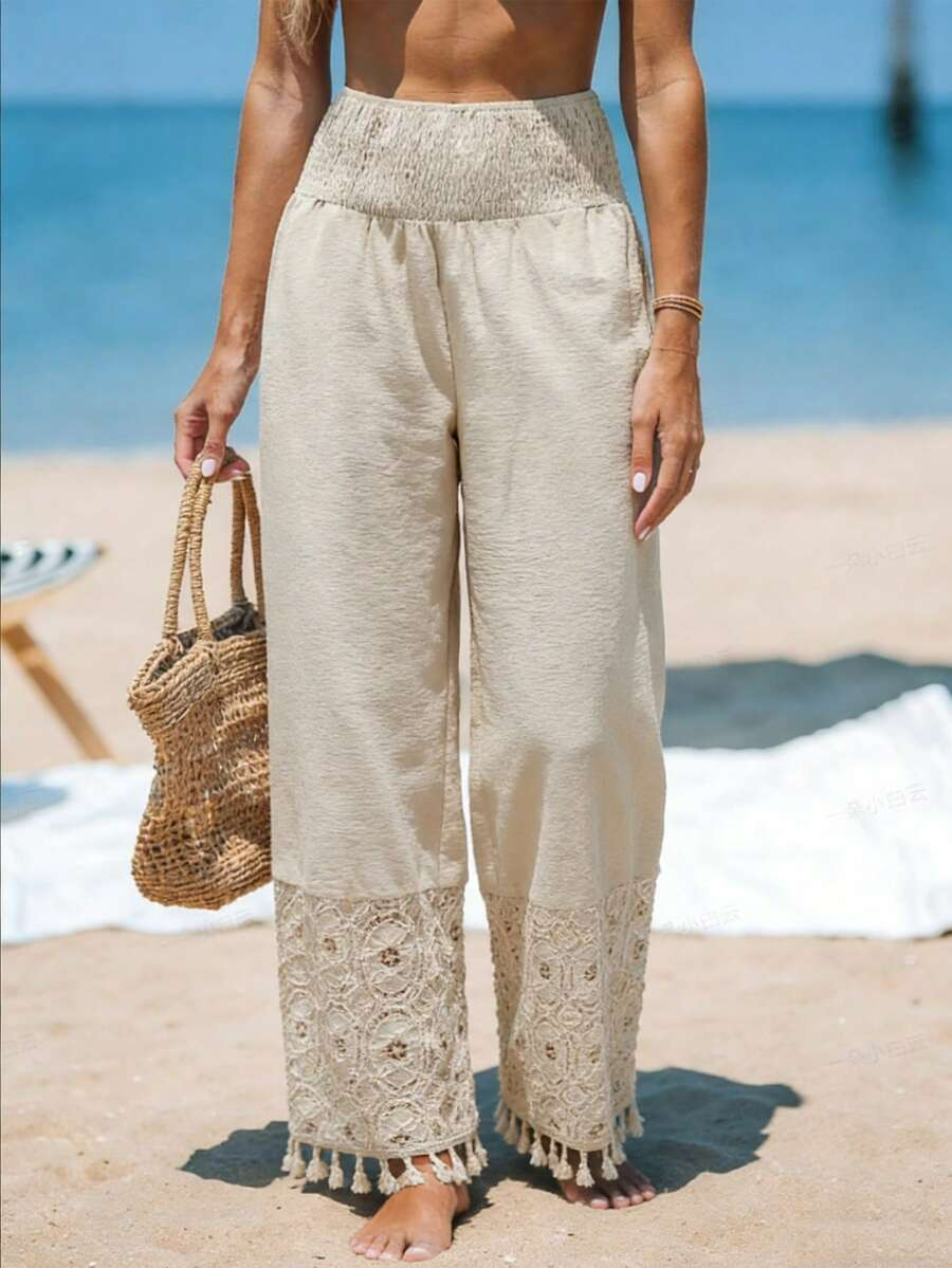 Valeria - Pantalón Fluido Crochet Bohemio