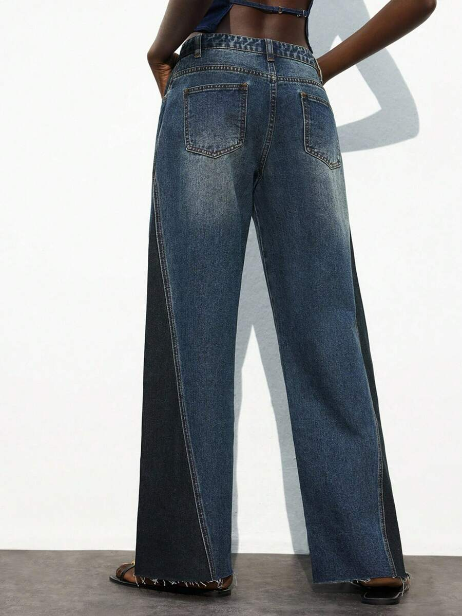 Valeria – Pantalón Denim Wide Contrast