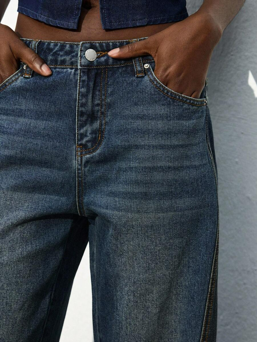 Valeria – Pantalón Denim Wide Contrast