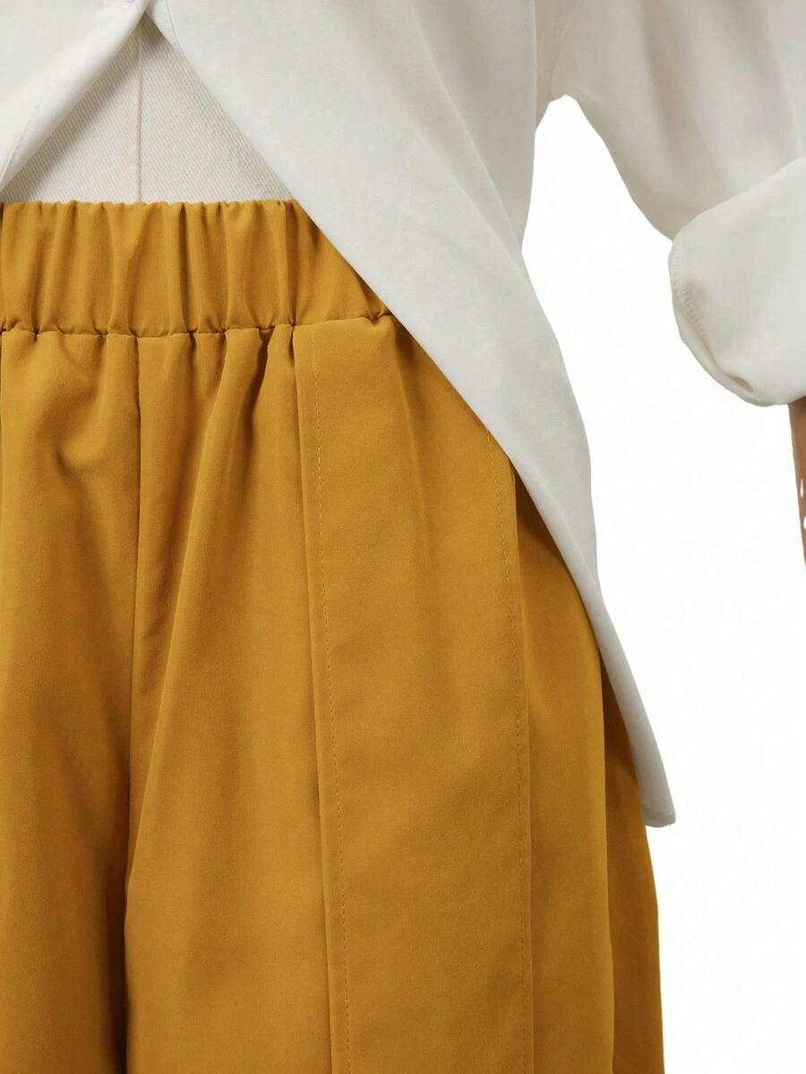 Palma - Pantalón Culotte Ancho con Pinzas y Cintura Elástica