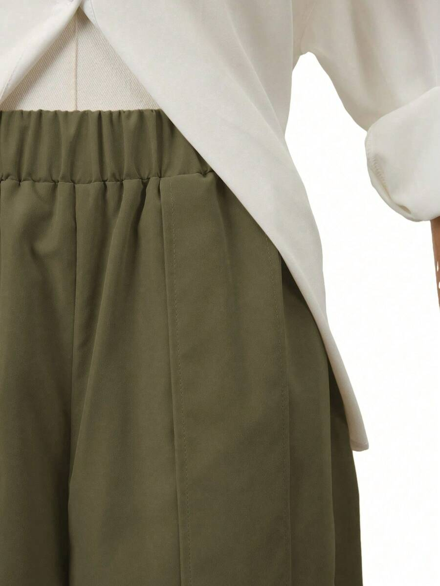Palma - Pantalón Culotte Ancho con Pinzas y Cintura Elástica