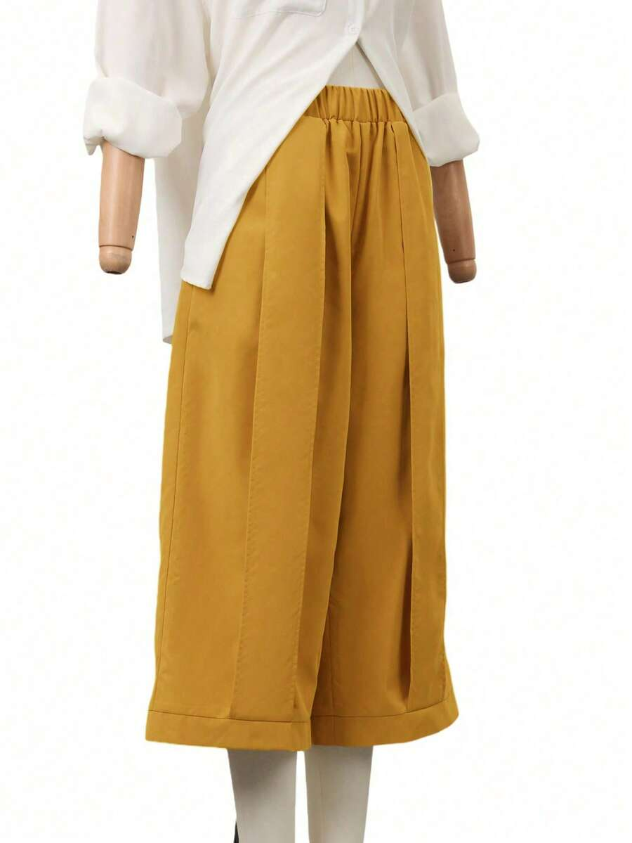 Palma - Pantalón Culotte Ancho con Pinzas y Cintura Elástica
