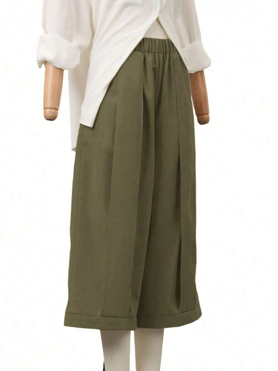 Palma - Pantalón Culotte Ancho con Pinzas y Cintura Elástica