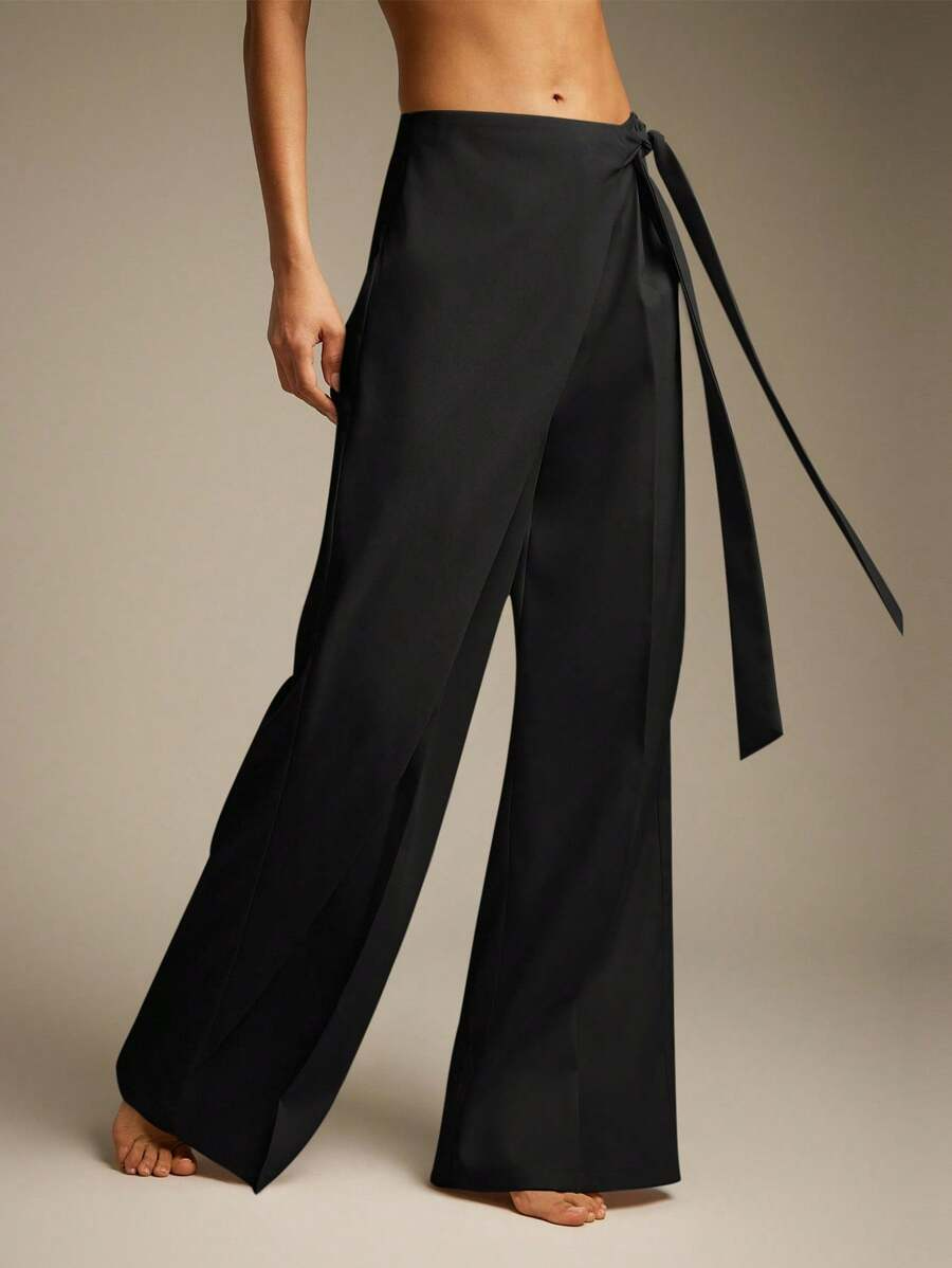 Allegra - Pantalón Wide Leg Drapeado con Lazo Suelto