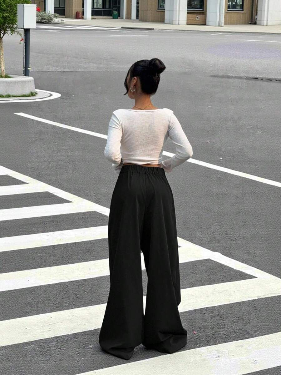 Isabela - Pantalón Wide Leg Cruzado con Botón