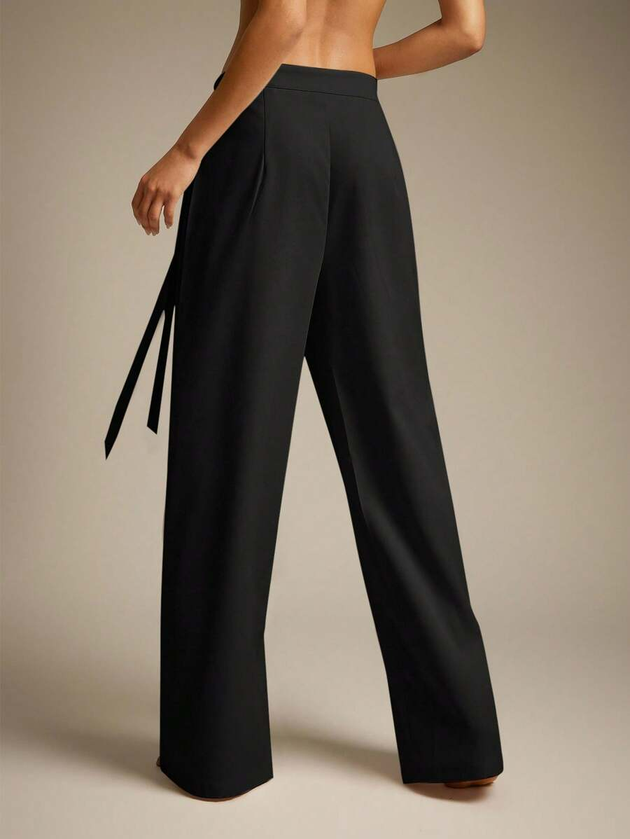 Allegra - Pantalón Wide Leg Drapeado con Lazo Suelto