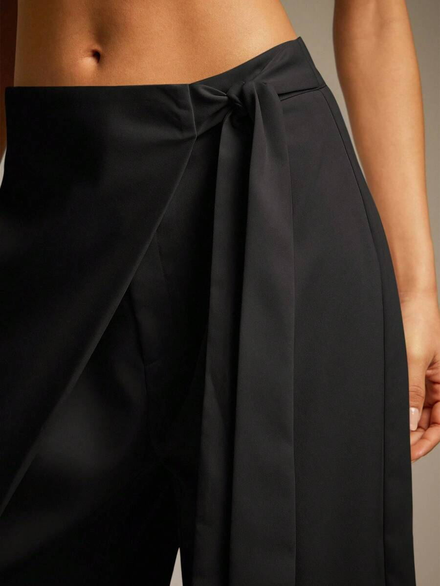 Allegra - Pantalón Wide Leg Drapeado con Lazo Suelto