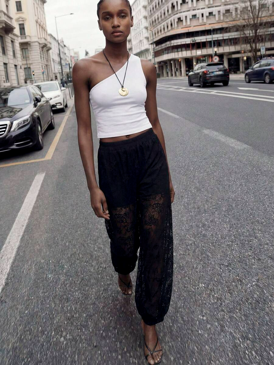 Noir - Pantalón bombacho de encaje negro
