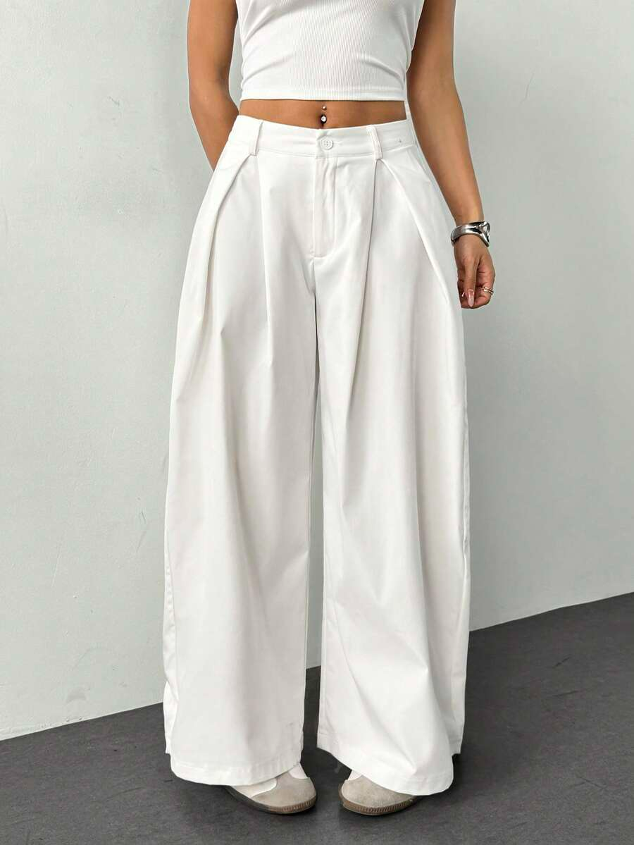 Ámbar - Pantalón Bombacho con Pinzas y Caída Extra