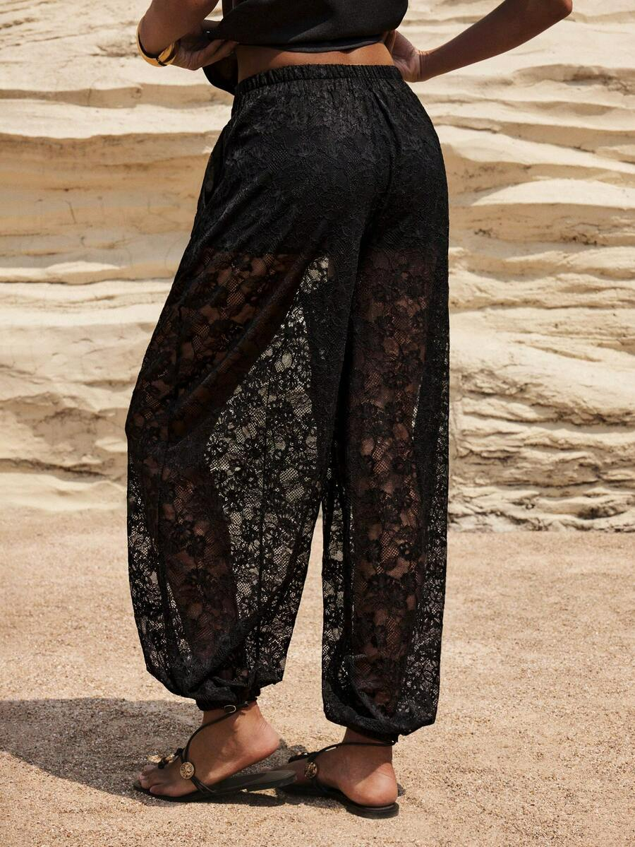 Noir - Pantalón bombacho de encaje negro