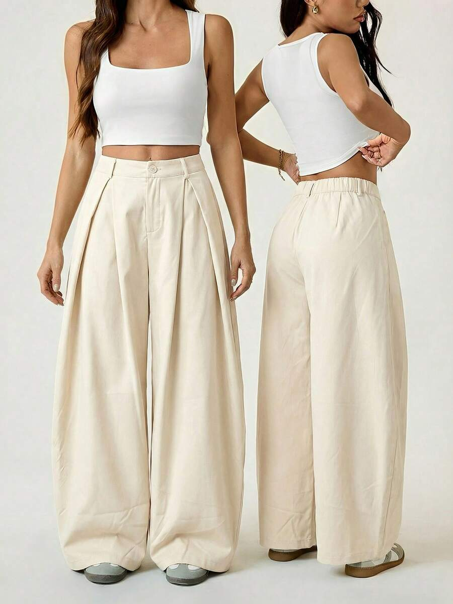 Ámbar - Pantalón Bombacho con Pinzas y Caída Extra