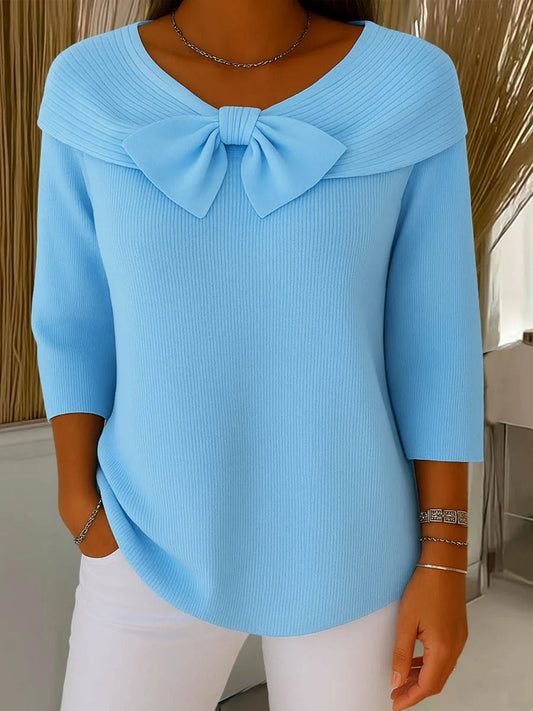 Teresa | Jersey con Lazo y Cuello Redondo