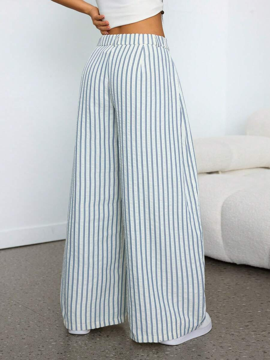 Marina - Pantalón Bombacho de Rayas con Pinzas