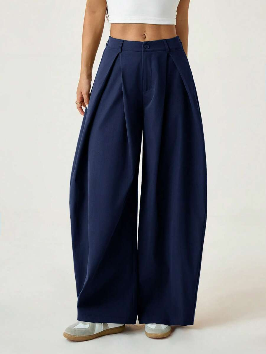 Ámbar - Pantalón Bombacho con Pinzas y Caída Extra