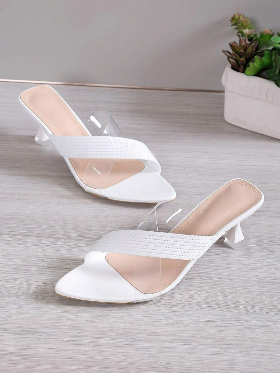 Luna - Tacones de Tira Elástica con Detalle Transparente