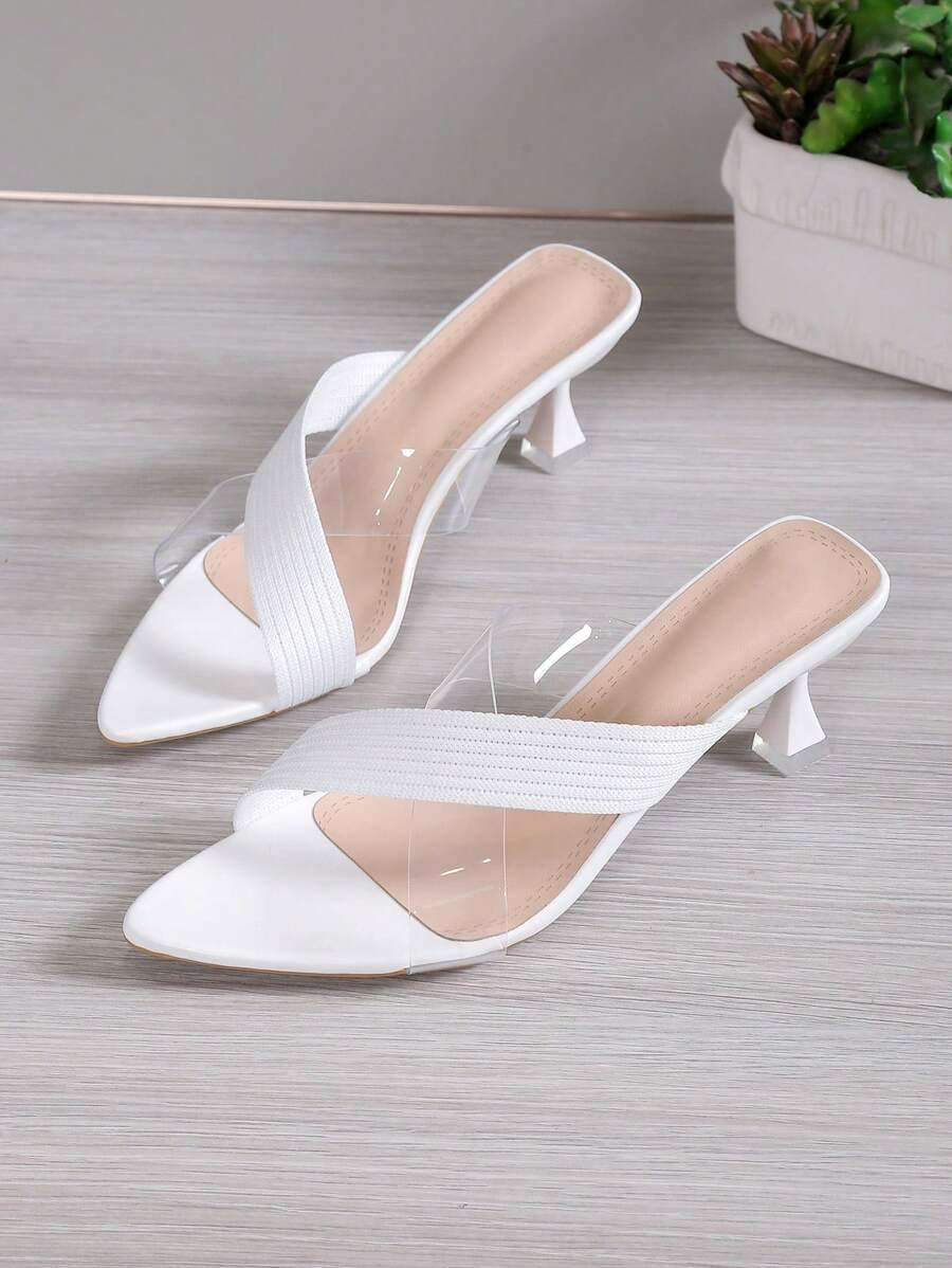 Luna - Tacones de Tira Elástica con Detalle Transparente