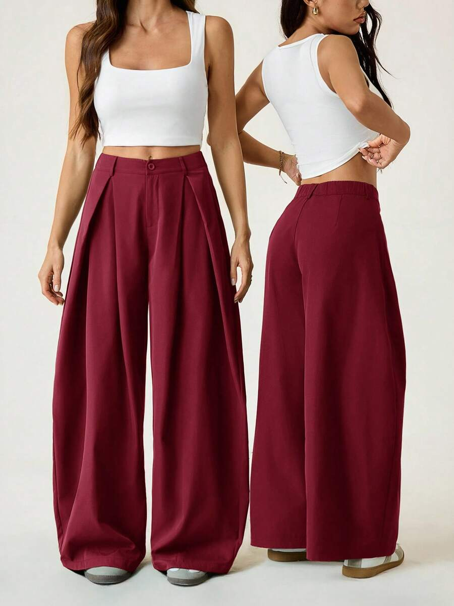 Ámbar - Pantalón Bombacho con Pinzas y Caída Extra