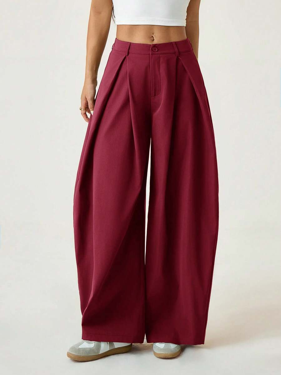 Ámbar - Pantalón Bombacho con Pinzas y Caída Extra