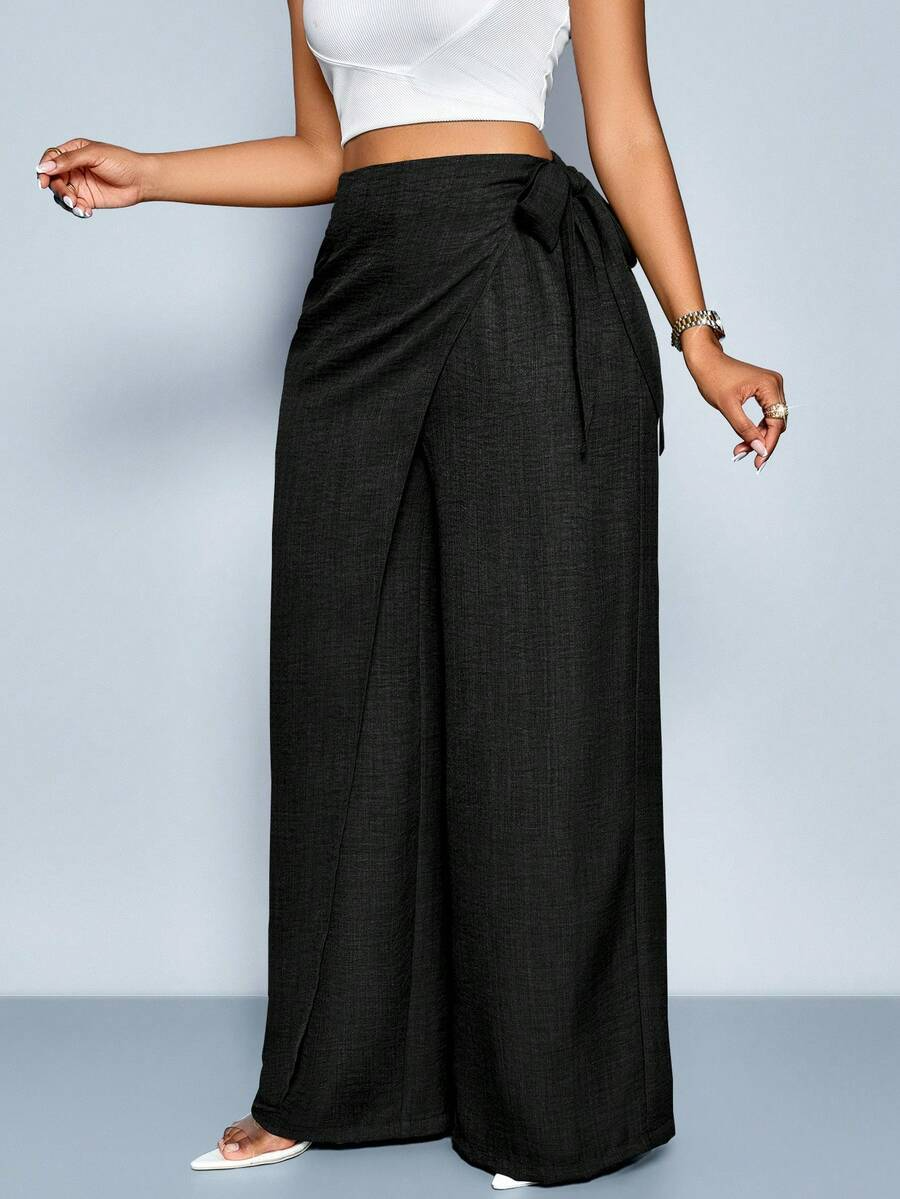Nadia - Pantalón Palazzo Cruzado con Lazo lateral