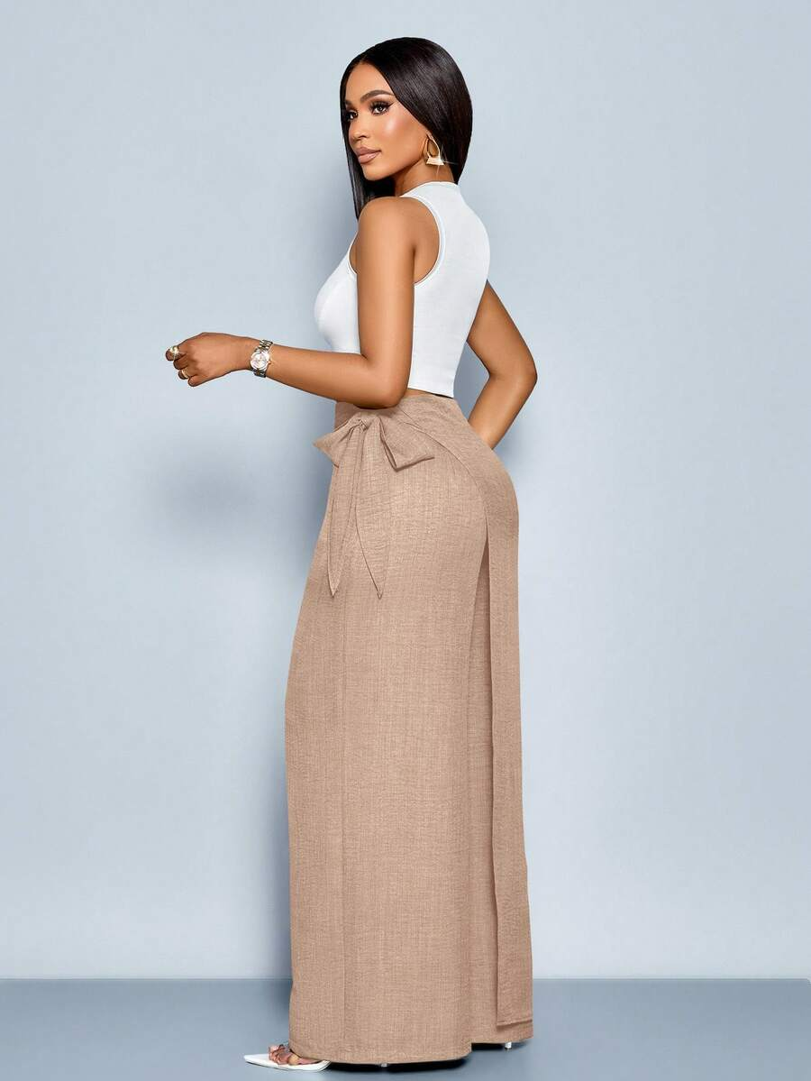 Nadia - Pantalón Palazzo Cruzado con Lazo lateral