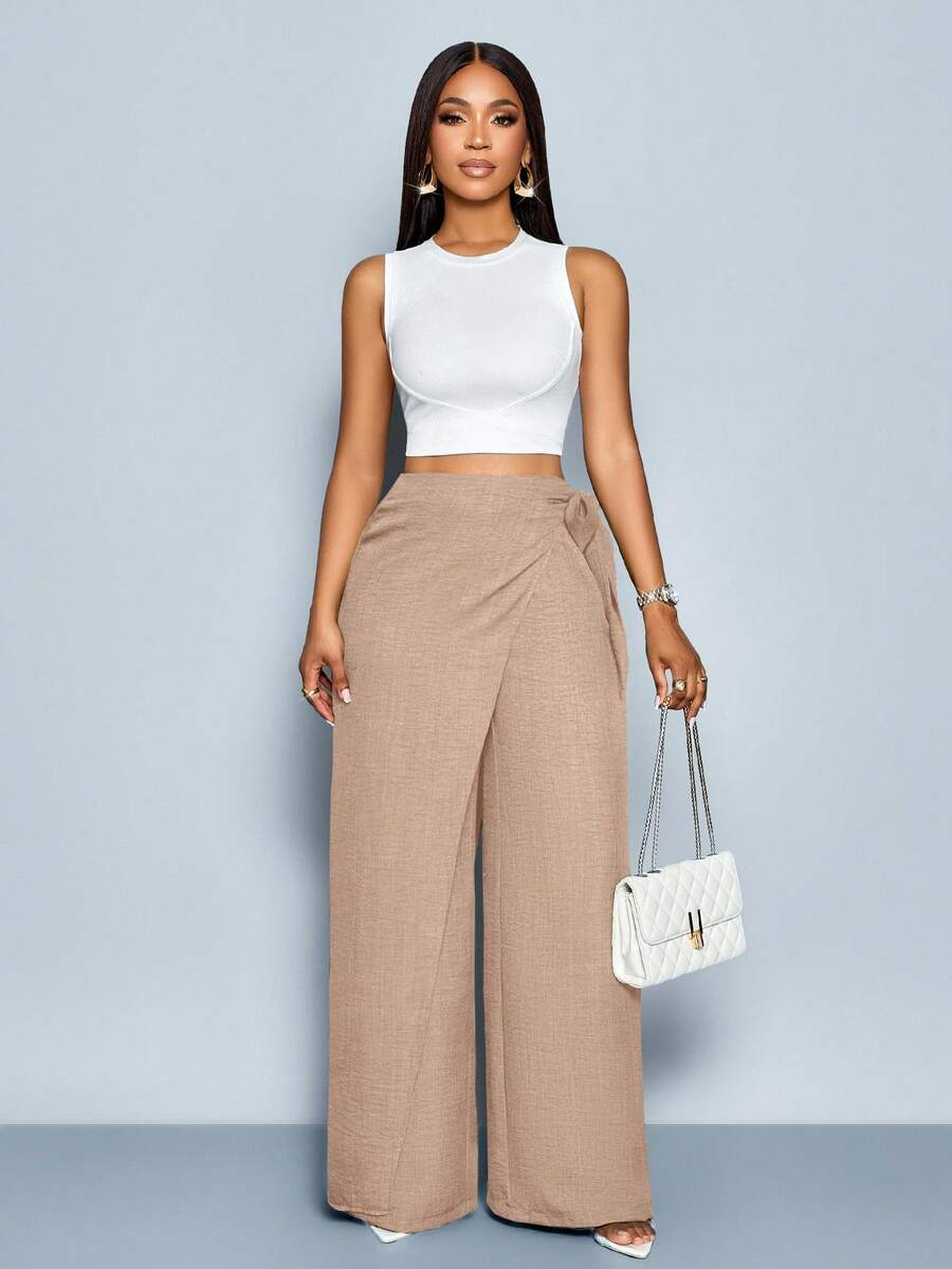 Nadia - Pantalón Palazzo Cruzado con Lazo lateral