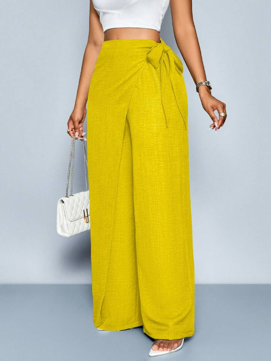 Nadia - Pantalón Palazzo Cruzado con Lazo lateral