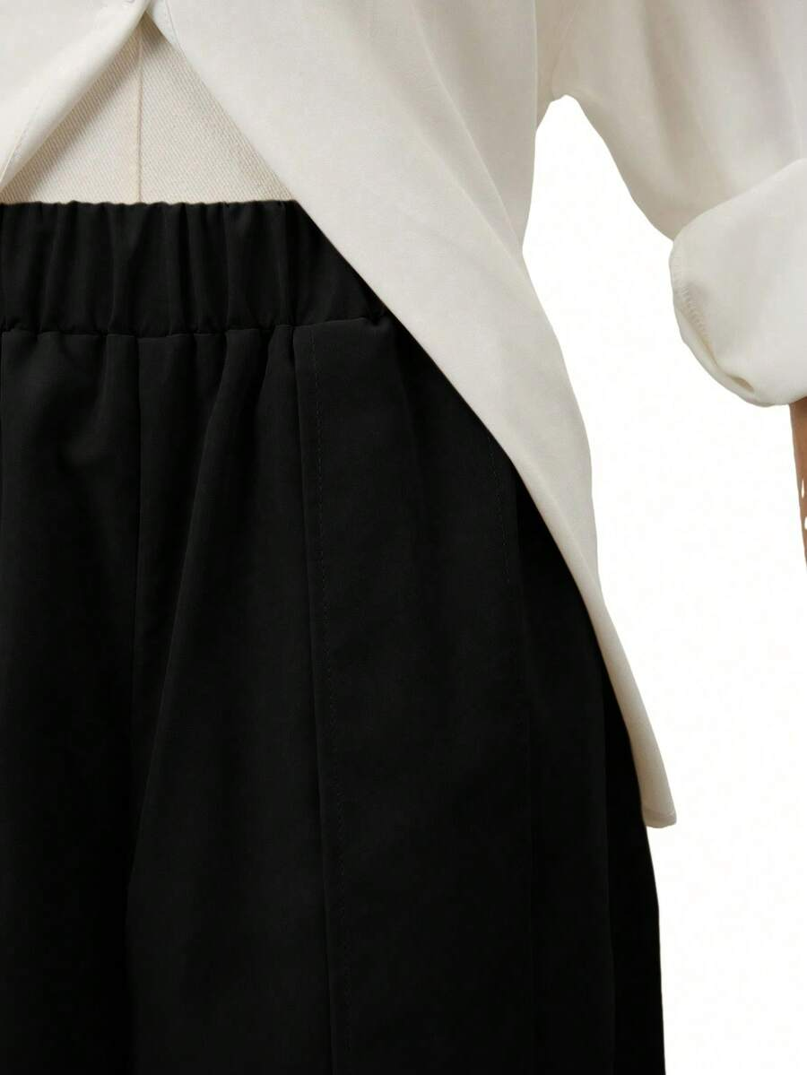 Palma - Pantalón Culotte Ancho con Pinzas y Cintura Elástica
