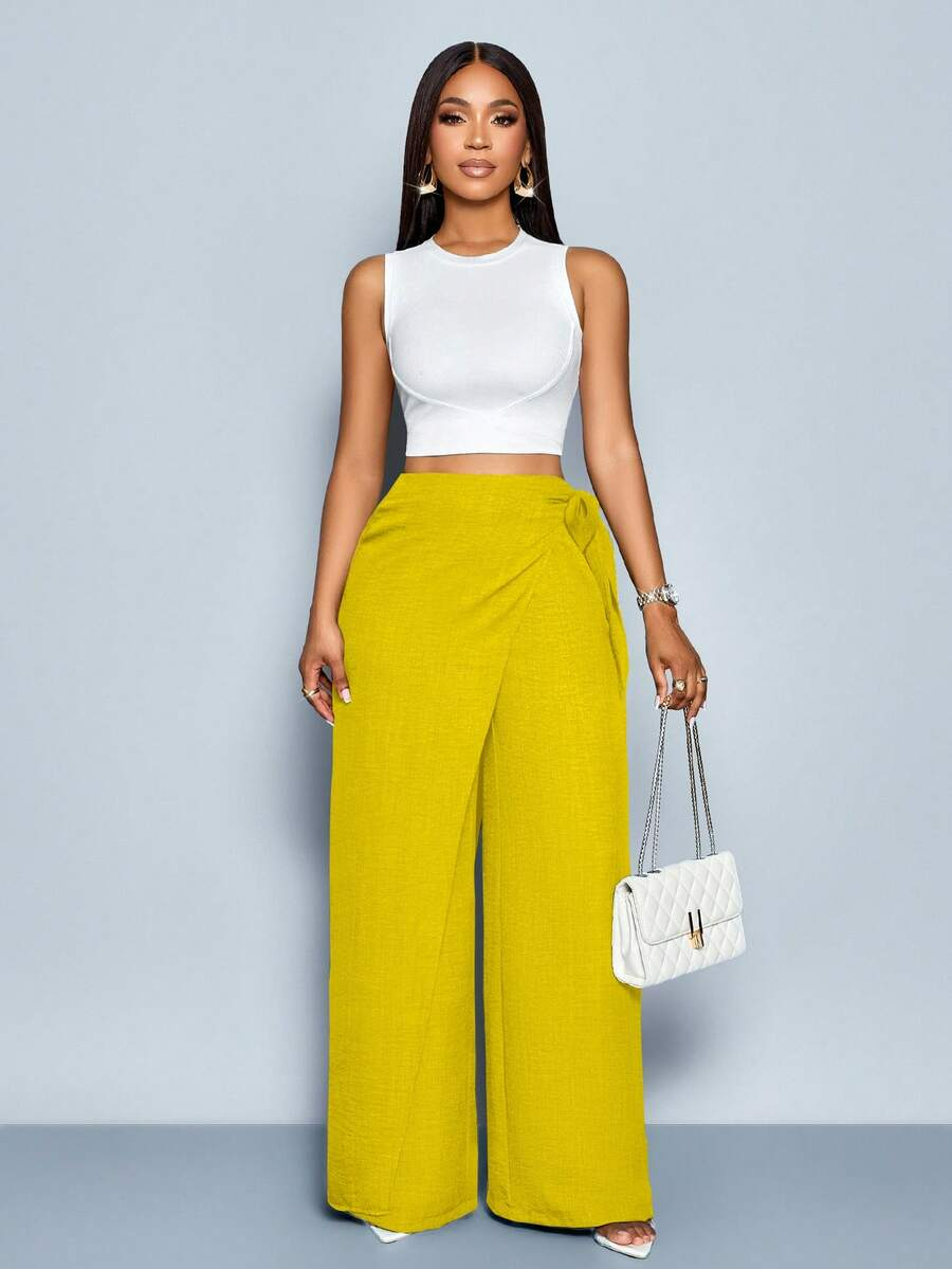 Nadia - Pantalón Palazzo Cruzado con Lazo lateral