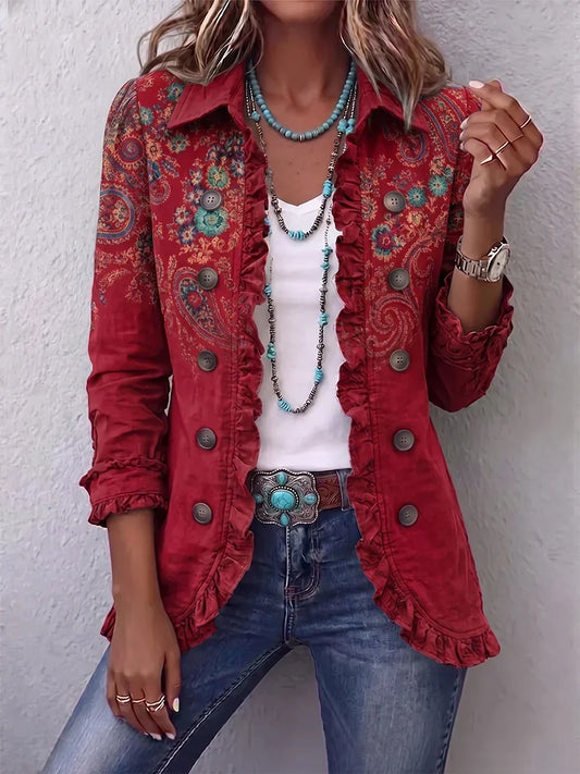 Serafina | Chaqueta Estampado Cachemira con Volantes