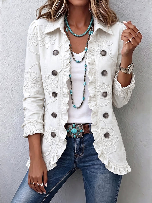 Concetta | Chaqueta Bordada Marfil con Volantes
