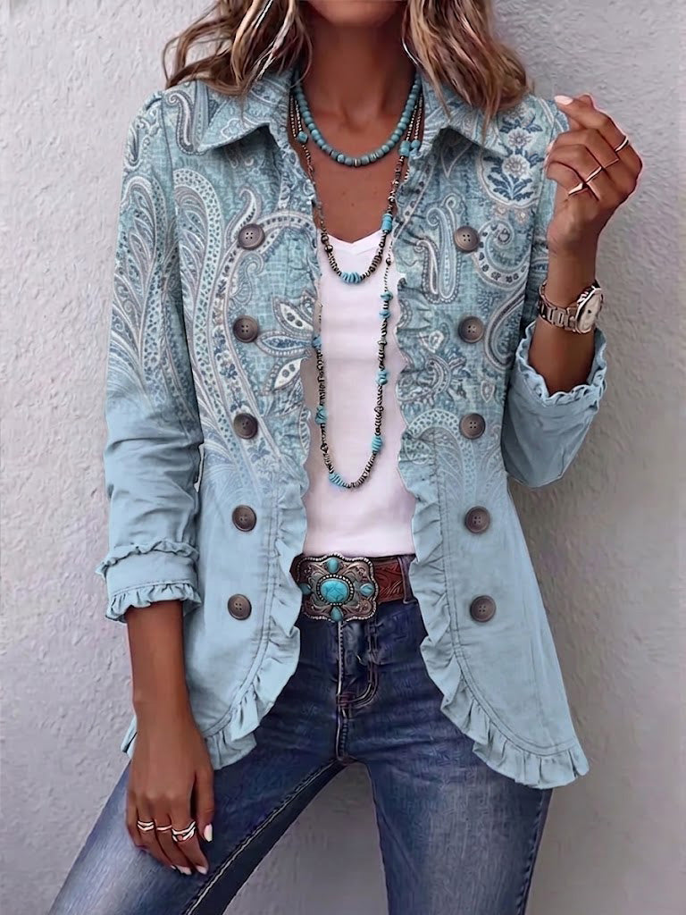 Teresina | Chaqueta Estampado Cachemira Vintage con Volantes