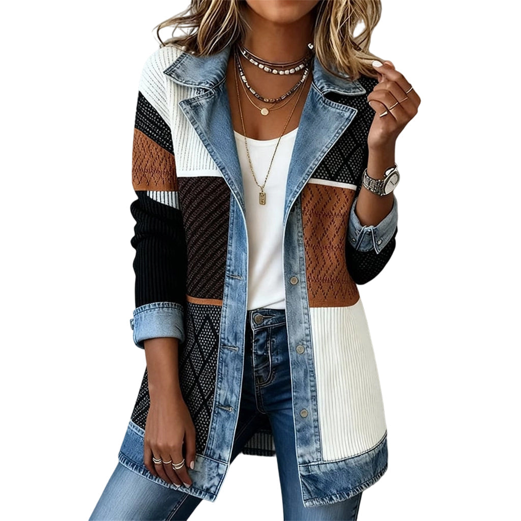 Lea | Chaqueta Denim y Punto de Canalé