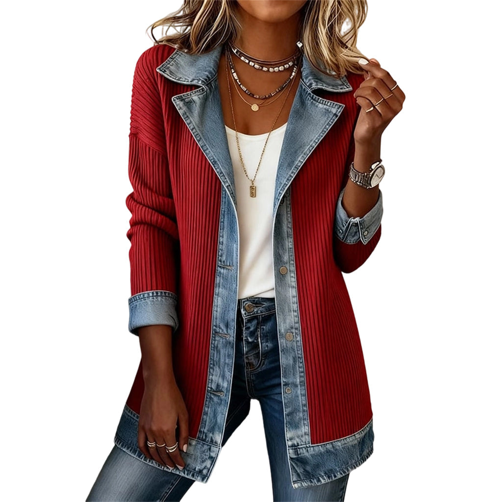Lea | Chaqueta Denim y Punto de Canalé