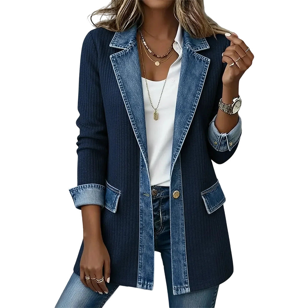 Lea | Chaqueta Denim y Punto de Canalé